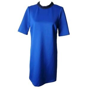 Marc New York Dress, Cobalt Blue, Glass  Beading Around neck. Size 8 Stunning!